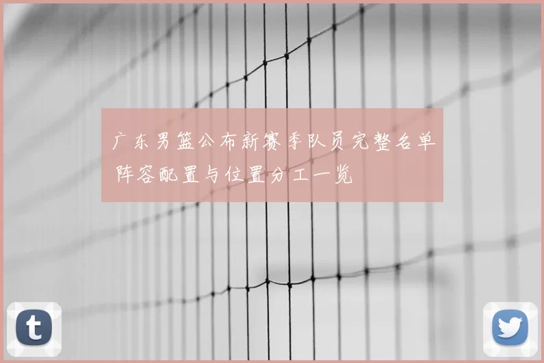 广东男篮公布新赛季队员完整名单 阵容配置与位置分工一览